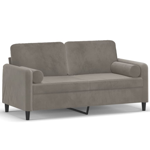 VIDAXL  2-Seater Sofa With Pillows&cushions Light 140 Cm Velvet In Grey