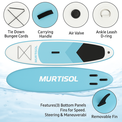 11FT Inflatable Stand up Paddle Board Ultra-Thick Durable PVC w/Premium SUP Accessories & Carry Bag |upgraded paddle boards w/ 3 Fish Fin for