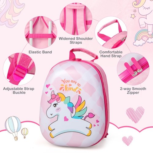 Costway 2PC Kids Carry On Luggage Set 12" Backpack and 16" Rolling Suitcase for Travel