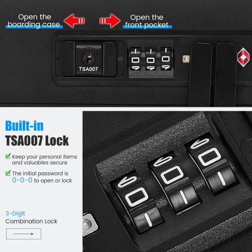 Bagage de cabine rigide 20 po TSA de Costway avec pochette avant et port USB