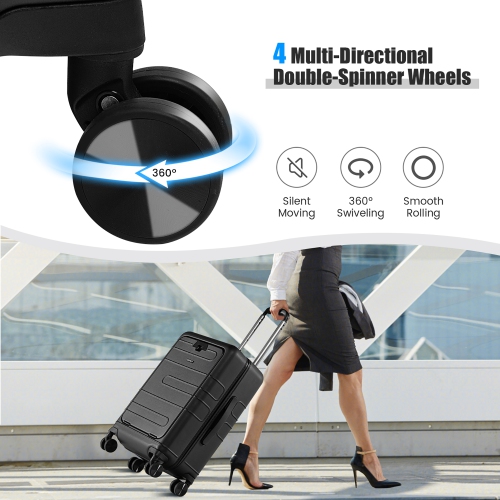 Bagage de cabine rigide 20 po TSA de Costway avec pochette avant et port USB