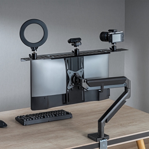 Desky Screen Caddy Shelf – Small, VESA Monitor Top Shelf, Adjustable Height, Holds 6.6 lb Accessories