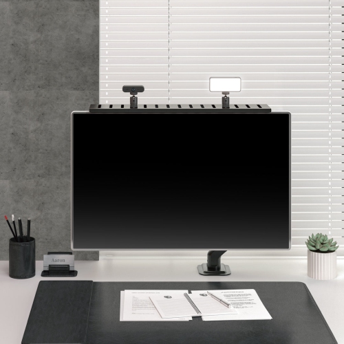 Desky Screen Caddy Shelf – Small, VESA Monitor Top Shelf, Adjustable Height, Holds 6.6 lb Accessories