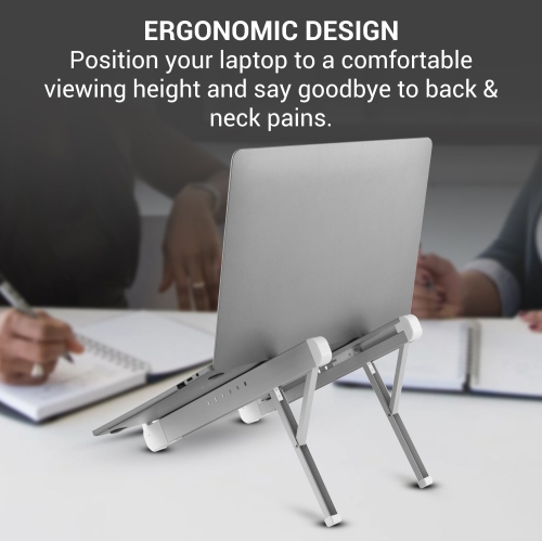 Desky Ultralight Portable Laptop Riser – Ultralight Aluminum, 6 Adjustable Heights, Fits 11–15″, Protective Grip Pads