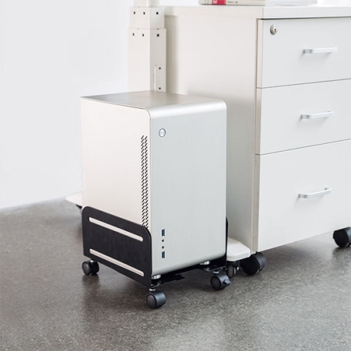 Desky Computer Tower Stand – Steel Adjustable Width up to 8.2", 22 lb Capacity, Lockable Caster Wheels for Mobility