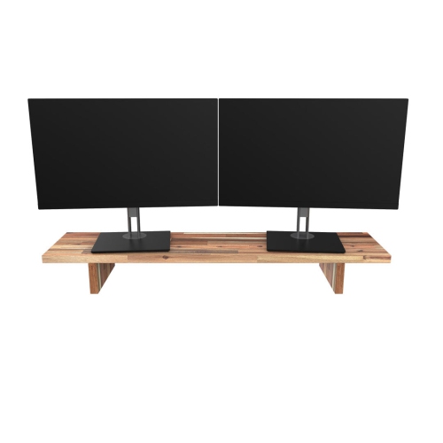 Desky Monitor Stand - Acacia Solid Wood Computer Desk Riser, Dual Screen 1050x250mm/41.3"