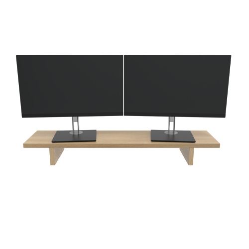 Desky Monitor Stand - Sublime Teak Computer Desk Riser, Dual Screen 1050x250mm/41.3"