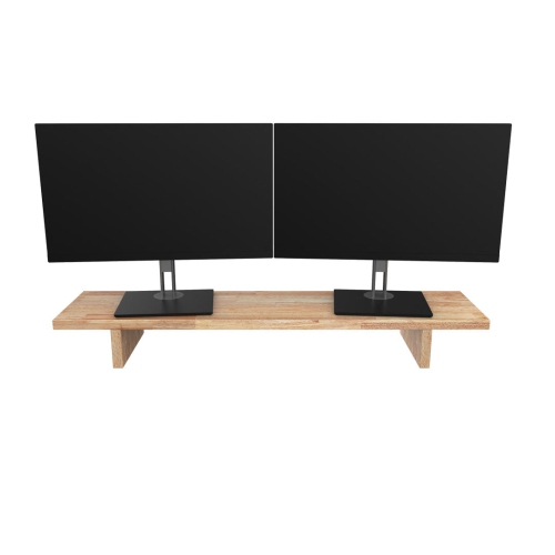 Support de Desky pour moniteur - Surélévateur de bureau d'ordinateur en hévéa naturel, deux écrans 1050 x 250&nbsp;mm/41,3 po