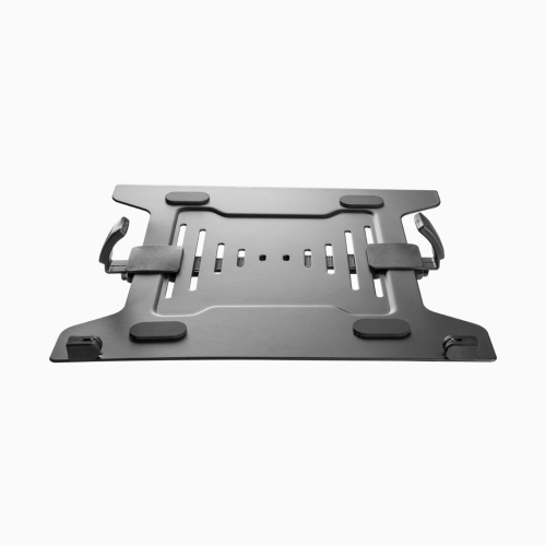 Desky Eco Laptop VESA Mount – Matte Black Steel Tray With Adjustable Clamps, Safety Ledge, Open-Air Cooling, Universal VESA