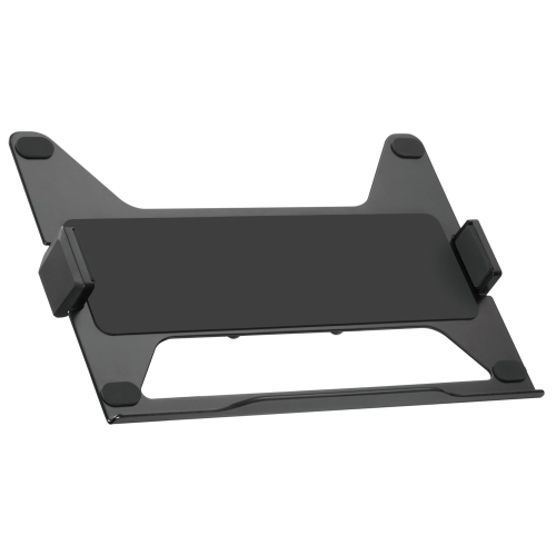 DESKY  Expandable Laptop Mount – Matte Adjustable Steel Tray With Vesa Compatibility, Ventilation, Clamp-Ready Design In Black