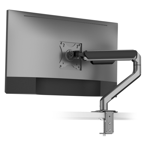 DESKY  Spring Eco Single Monitor Arm, Space Slim Steel & Aluminum, Spring Assist Lift, Vesa 75/100, 32″ Up to 19.8 Lb In Grey