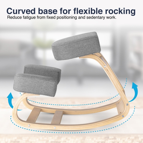 Desky Kneeling Chair – Ergonomic Beechwood Frame, Rocking Posture Design, 10 cm Cushions, Core Support, 220 lb Capacity