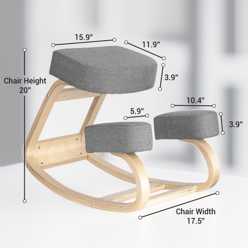 Desky Kneeling Chair – Ergonomic Beechwood Frame, Rocking Posture Design, 10 cm Cushions, Core Support, 220 lb Capacity