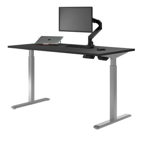 DESKY  " Single Sit Stand Desk - / Grey Standing Computer Desk for Home Office & Study 47.2"" X 29.5""" In Black