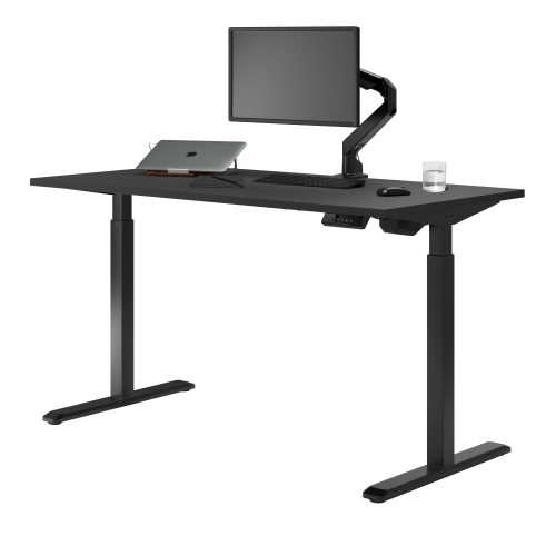 DESKY  Single Sit Stand Desk - / Standing Computer Desk for Home Office & Study 47.2 X 29.5 Inches In Black Stylish and Efficient Desk