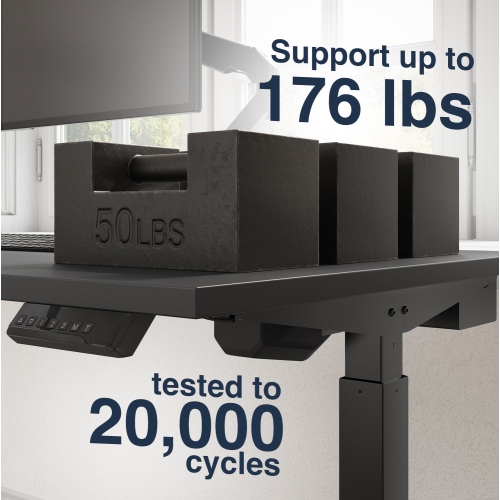 Desky Single Sit-Stand Desk - 47.2" Black Top Single Motor Up To 48.4 Inch Lift 176 Lb Capacity, Black Frame