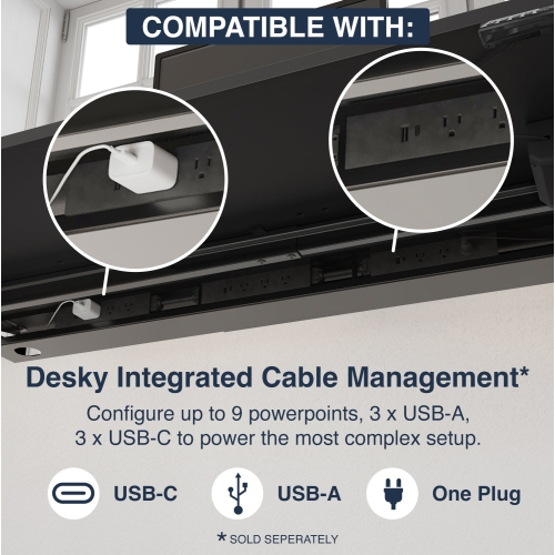 Desky Single Sit-Stand Desk - 47.2" Black Top Single Motor Up To 48.4 Inch Lift 176 Lb Capacity, White Frame