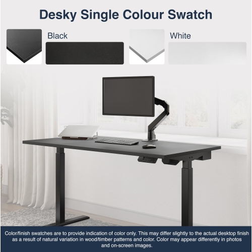 Desky Single Sit-Stand Desk - 47.2" White Top Single Motor Up To 48.4 Inch Lift 176 Lb Capacity, Black Frame