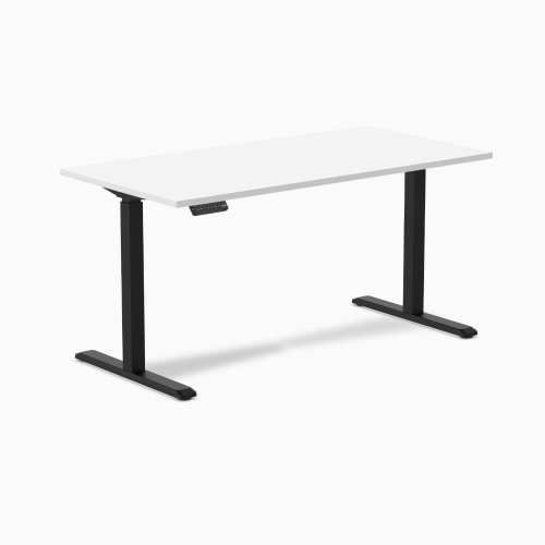 Desky Single Sit-Stand Desk - 47.2" White Top Single Motor Up To 48.4 Inch Lift 176 Lb Capacity, Black Frame