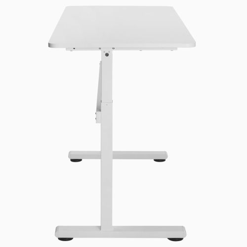 Desky Zero Manual Sit-Stand Desk - Crank Lift up to 46.1", Manual Height Adjustable Sturdy Steel Frame Levelling Feet - White