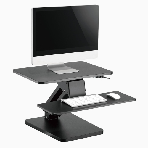 Desky Zero Standing Desk Converter – Gas Spring, Manual Lift up to 17.3", Steel Frame, Dual-Tier Keyboard & Monitor