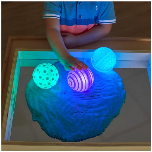 TTS 6-Piece Light Up Tactile Glow Spheres, Glowing Balls Sensory STEAM Playset Kit Toys, Educational Teaching Learning Classroom Materials for Ages