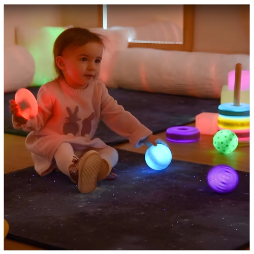 TTS 6-Piece Light Up Tactile Glow Spheres, Glowing Balls Sensory STEAM Playset Kit Toys, Educational Teaching Learning Classroom Materials for Ages