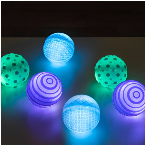 TTS 6-Piece Light Up Tactile Glow Spheres, Glowing Balls Sensory STEAM Playset Kit Toys, Educational Teaching Learning Classroom Materials for Ages