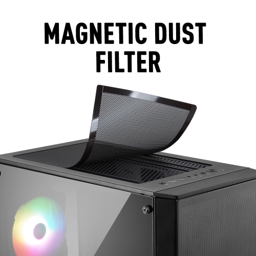 MAG FORGE 112R de MSI – Boîtier d'ordinateur de jeu mi-tour : Panneau latéral en verre trempé, 120MM ventilateurs ARGB, prise en charge du