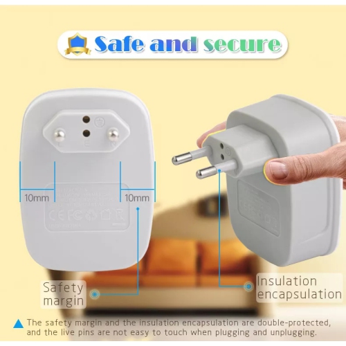 (2 Pack) 3-in-1 European Travel Power Plug Adapter, International Adapter Wall Charger with 1 American Socket and 2 USB Ports, Suitable for US Canada