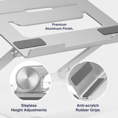 Desky Adjustable Laptop Stand Riser – Aluminum Z-Shape Frame, Height Adjustable, Silicone Pads, 11 lb Capacity