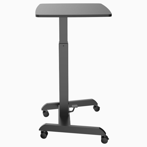 Desky Zero Pedestal Sit-Stand Desk – Black, 23.6" × 20.5", Gas Spring Lift 29.5"–44.1", Mobile Casters