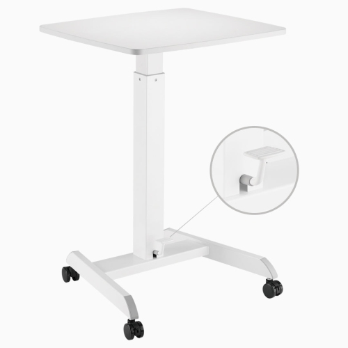 Desky Zero Pedestal Sit-Stand Desk – Black, 23.6" × 20.5", Gas Spring Lift 29.5"–44.1", Mobile Casters