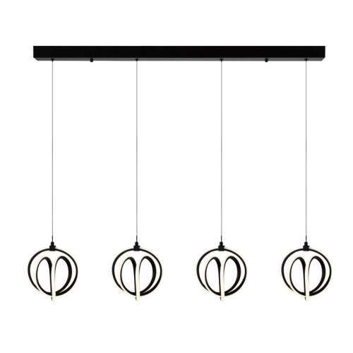 ARTCRAFT LIGHTING  Rose 4 Light Led Chandelier In Black