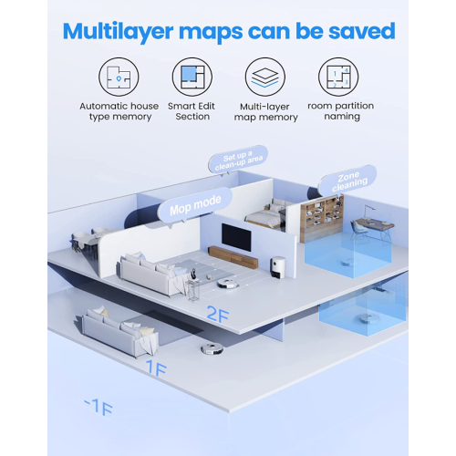 Refurbished HONITURE 3500Pa Robot Vacuum and Mop (Q6 Pro), Self Emptying with LED Indicator, LiDAR Navigation, Editable Multi Mapping