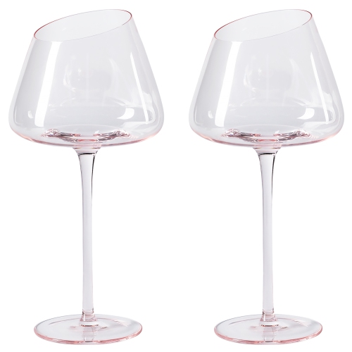 VENTRAY HOME  French Style Crystal Wine Glasses In Pink