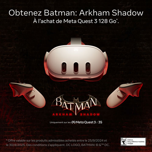 Casque de réalité virtuelle de 128 Go Quest 3 de Meta avec manettes Touch Plus et Batman : Arkham Shadow