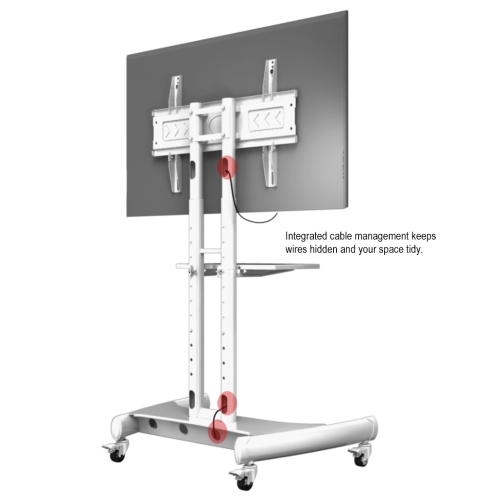 Boost Industries AVC3265ii-WH Universal Mobile TV Cart TV Stand for 32″ to 80″ TVs - White