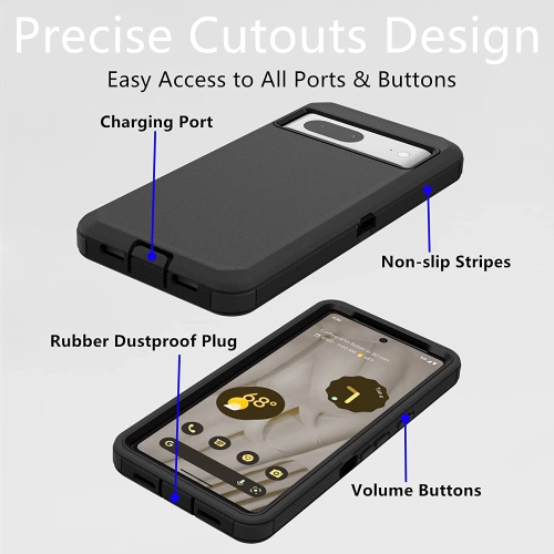 【CSmart】 Anti-Drop Triple 3 Layers Shockproof Heavy Duty Defender Hard Case for Google Pixel 7A, Teal