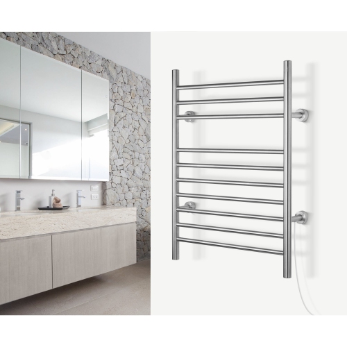 WarmlyYours Infinity Electric Towel Warmer 23.6"W x 32"H x 4.75"D Brushed Hardwired or Plug-in