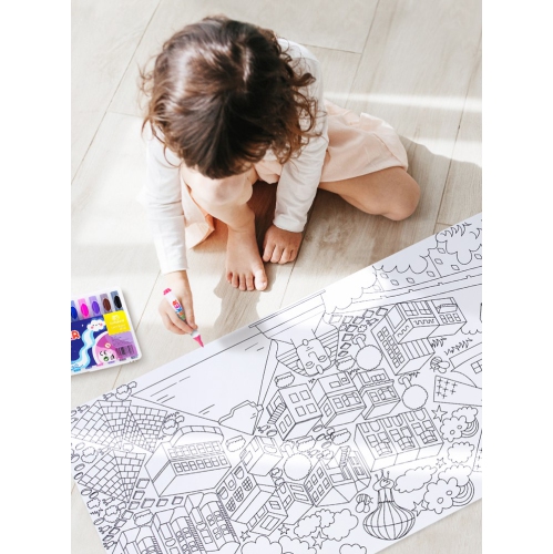 TOOKYLAND Kids Giant Coloring Roll - 28 x 600 cm Sticky Drawing Paper, Large Restick Poster Sheet, Arts & Crafts Toy for Toddlers 3 Year Old +