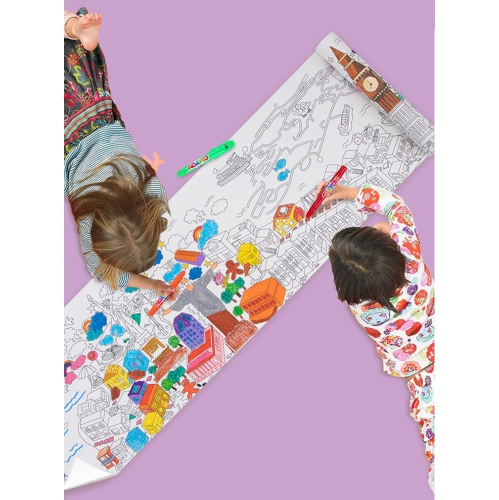 TOOKYLAND – Rouleau géant pour enfants à colorier, 28 feuilles de dessin  collantes 600 cm, grande feuille de directives, jouet d'art et de  bricolage pour les tout-petits de 3 ans et plus