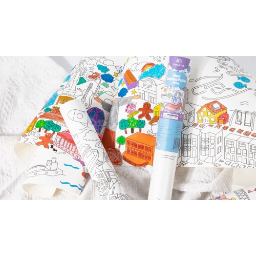 TOOKYLAND Kids Giant Coloring Roll - 28 x 600 cm Sticky Drawing Paper, Large Restick Poster Sheet, Arts & Crafts Toy for Toddlers 3 Year Old +