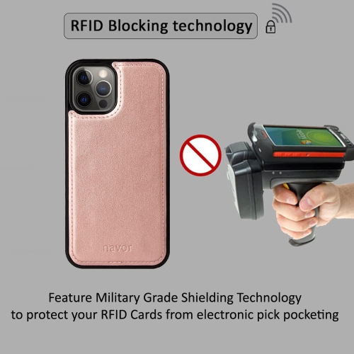 navor Universal Car Mount & Magnetic Detachable Wallet Case [RFID Protection] [10 Card Pockets] [3 Money Pockets] Compatible for iPhone 12 Pro [6.1