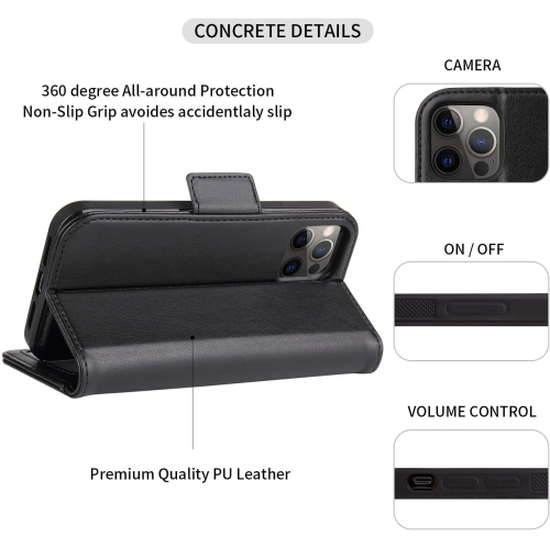 Navor Universal Car Mount & Detachable Magnetic Wallet Case with RFID Protection Compatible for iPhone 12 Pro Max [6.7 inch] [Vajio Series] - Black