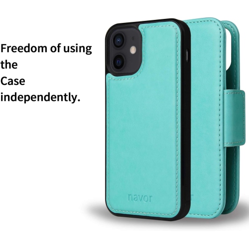 Support universel pour l'auto et étui-portefeuille magnétique amovible avec protection RFID compatible avec iPhone 12 Mini [5,4 po] [série Vajio]