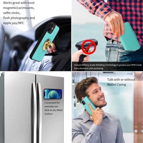 Support universel pour l'auto et étui-portefeuille magnétique amovible avec protection RFID compatible avec iPhone 12 Mini [5,4 po] [série Vajio]