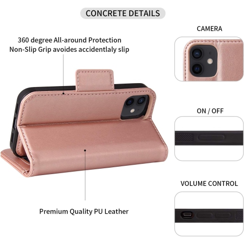 Support universel pour l'auto et étui-portefeuille magnétique amovible avec protection RFID compatible avec iPhone 12 Mini [5,4 po] [série Vajio] -