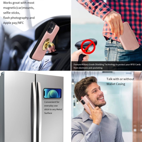 Support universel pour l'auto et étui-portefeuille magnétique amovible avec protection RFID compatible avec iPhone 12 Mini [5,4 po] [série Vajio] -