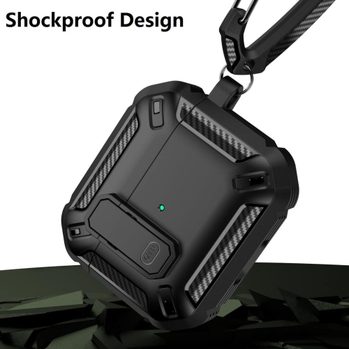 Étui naor compatible avec les AirPods 3rd génération, PC + étui protecteur en TPUR avec crochet compatible avec les AirPods 3, LED avant visible -